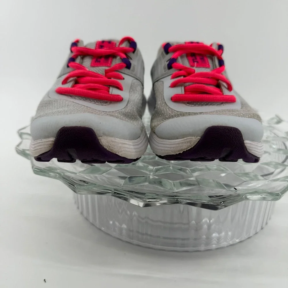 Under Armour Youth Running Shoes‎ Gray Pink Purple Lace Up Sneakers 6.5 Y